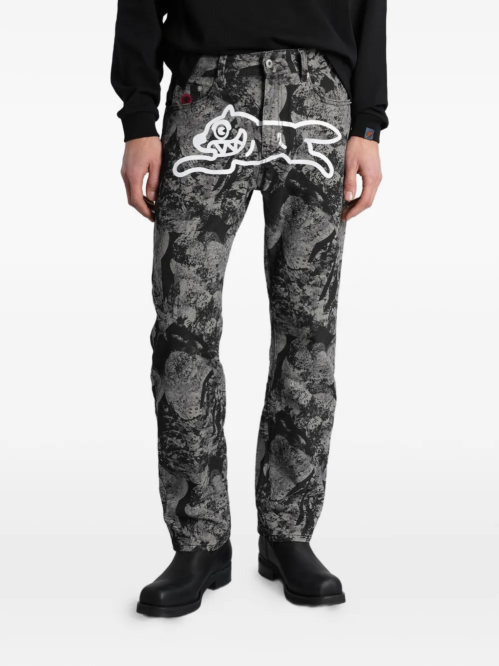 ICECREAM Running Dog abstract-print jeans - Nero