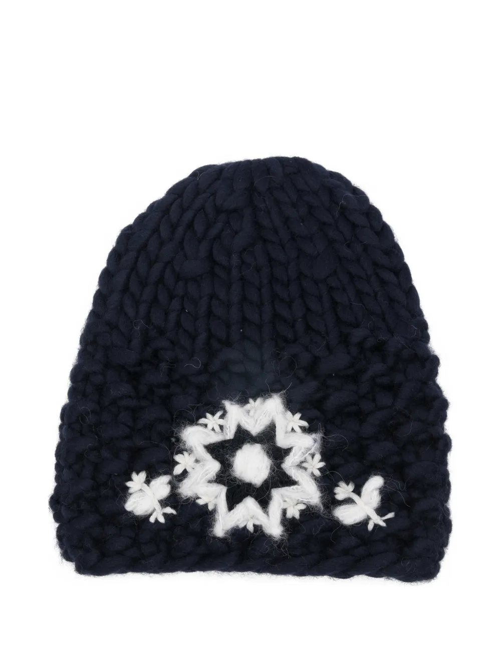 Moncler Snowflake Knitted Beanie In Blue