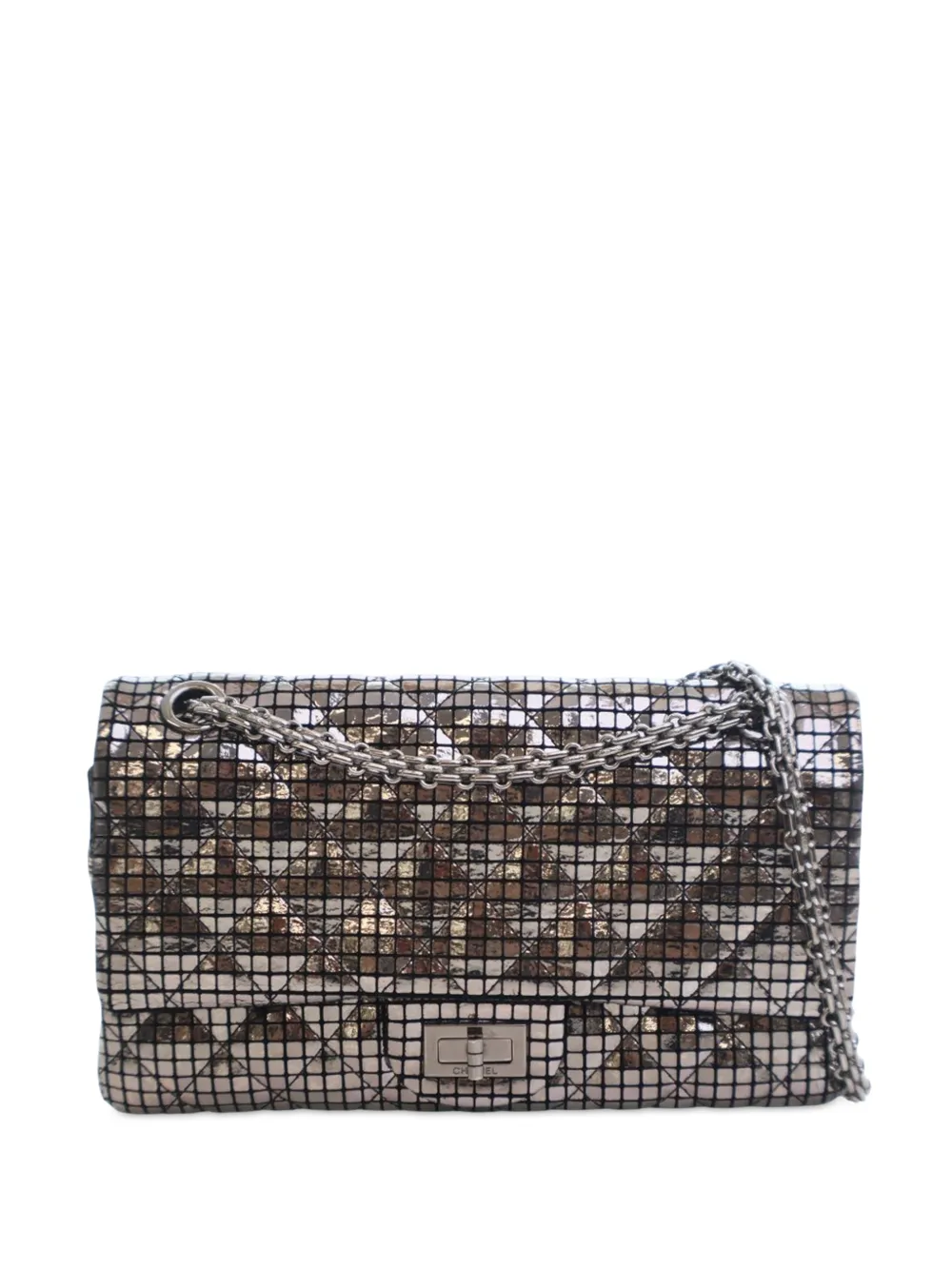 Pre-owned Chanel 2012 Reissue 2.55 Mirror Calfskin Double Flap 255 Shoulder Bag In Silver