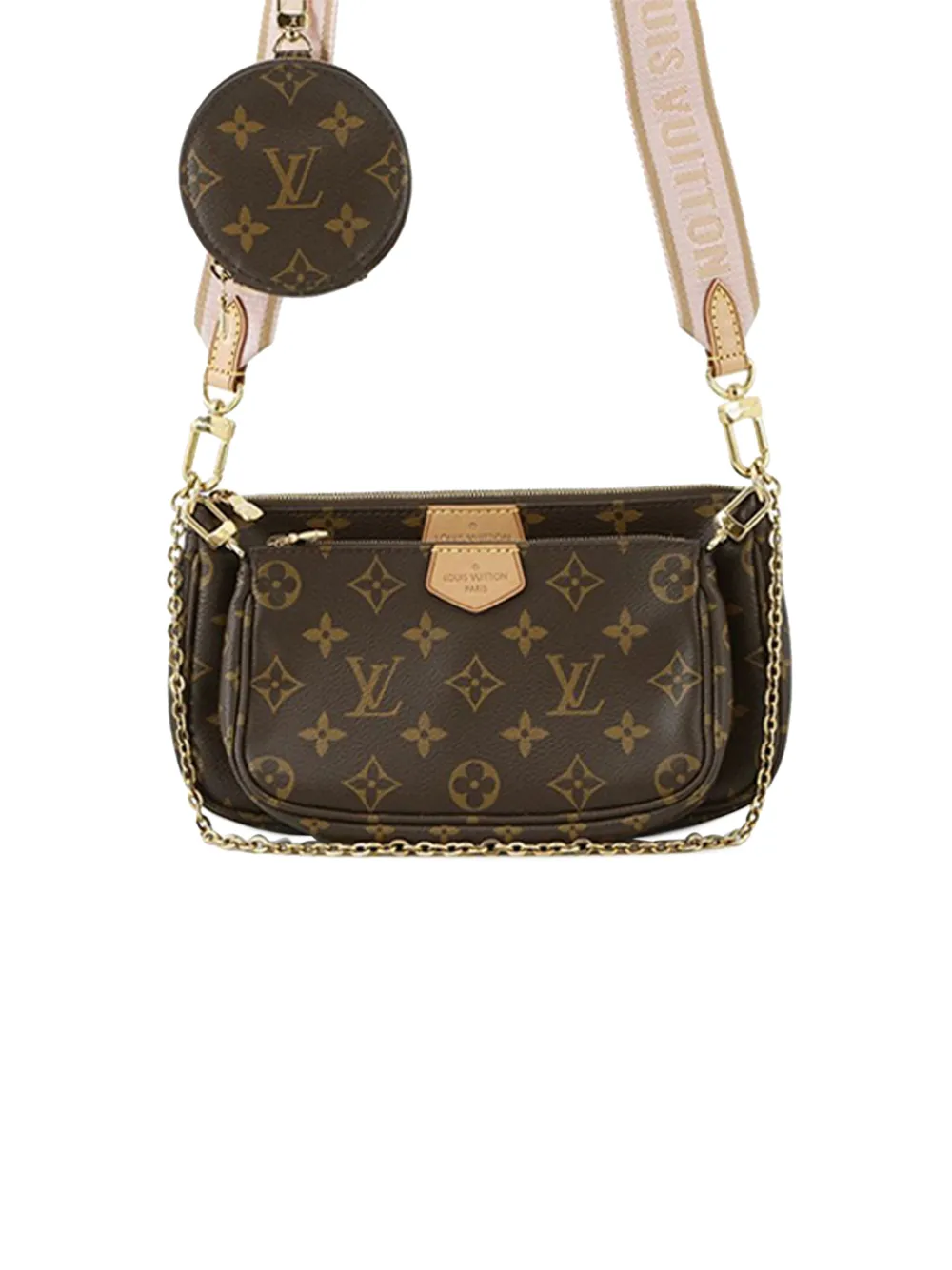 Pre-owned Louis Vuitton 2019-2025 Monogram Multi Pochette Accessoires Satchel In Brown