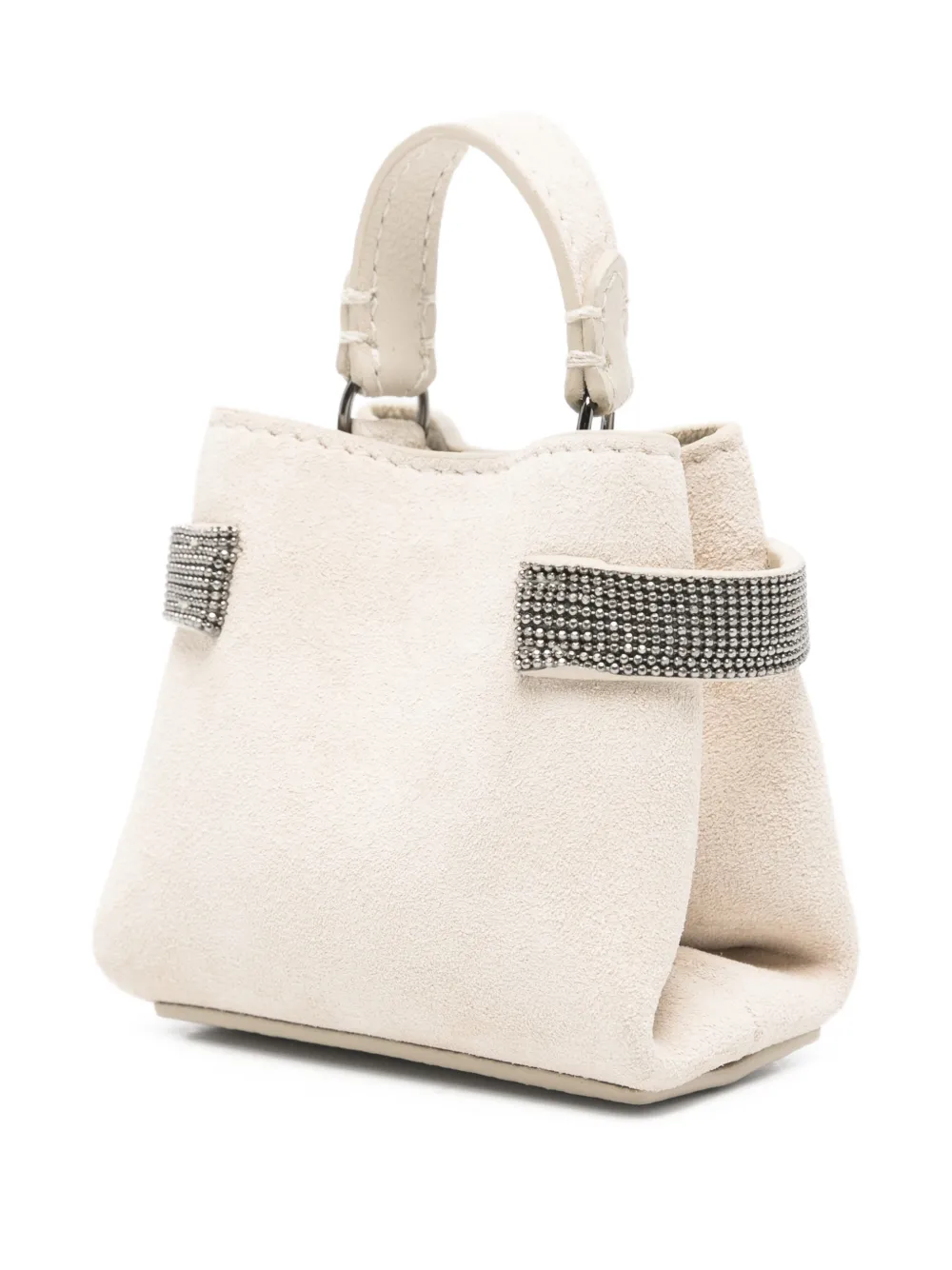 Brunello Cucinelli Embellished Top-handle Coin Pouch In Neutral