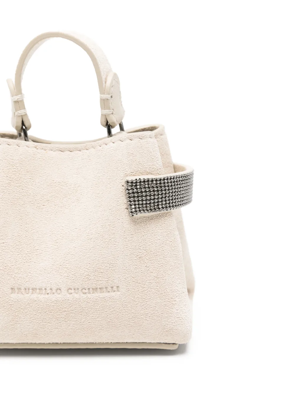 Brunello Cucinelli Embellished Top-handle Coin Pouch In Neutral