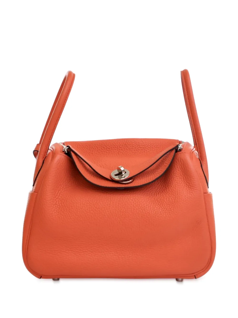 Pre-owned Hermes 2017 Clemence Lindy 26 Satchel In Orange