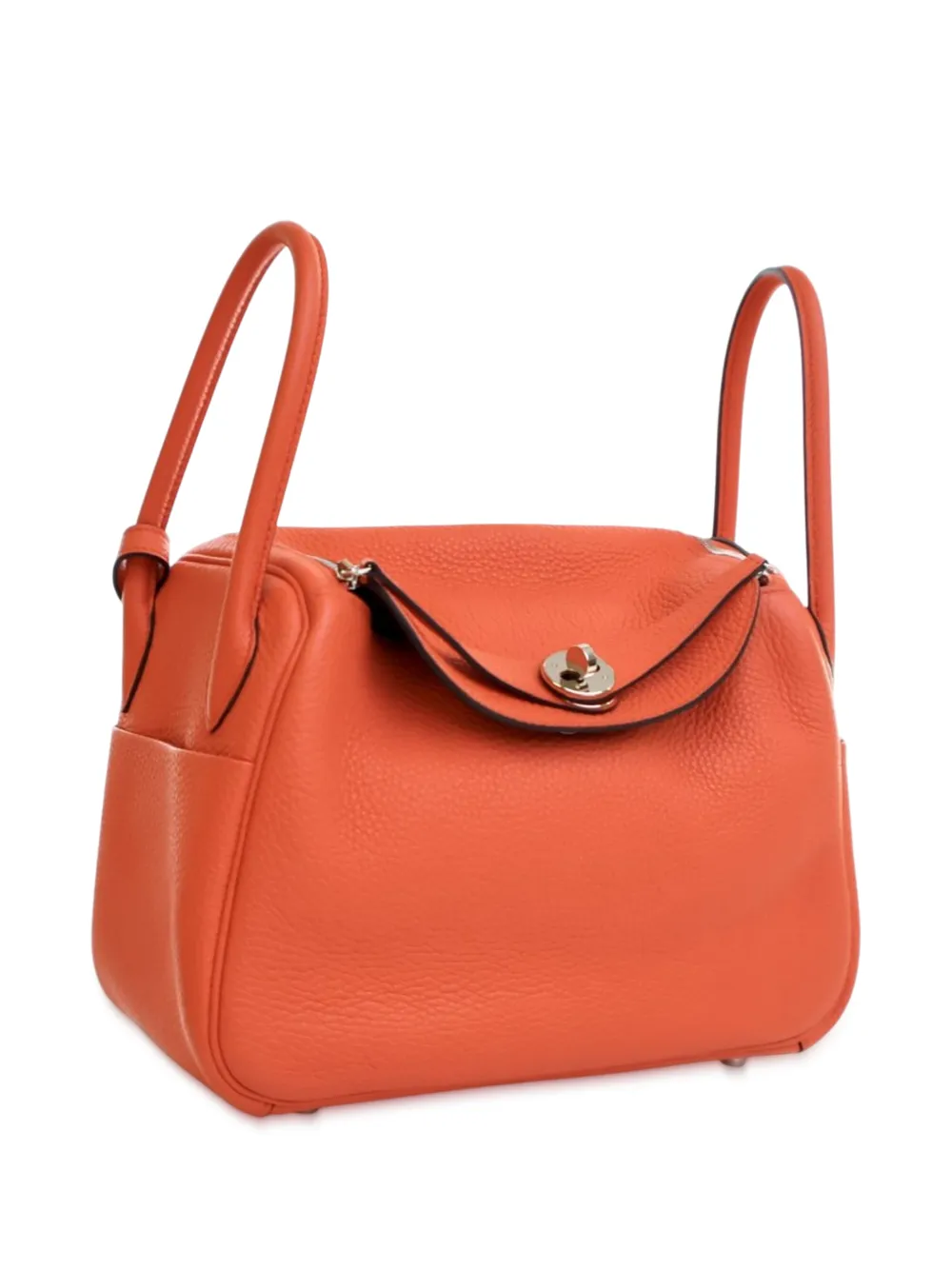 Pre-owned Hermes 2017 Clemence Lindy 26 Satchel In Orange