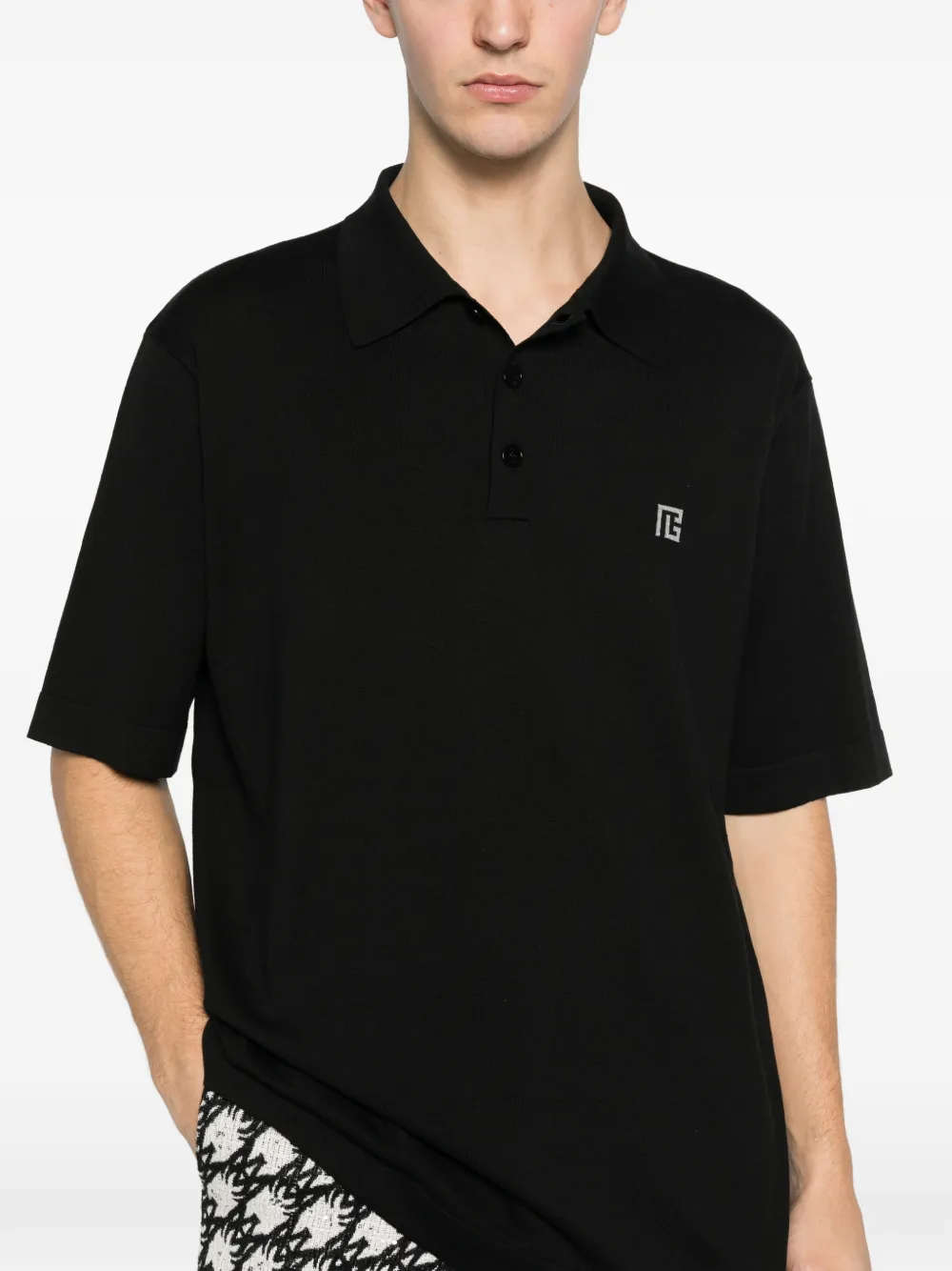 Balmain Katoenen poloshirt met borduurwerk Zwart
