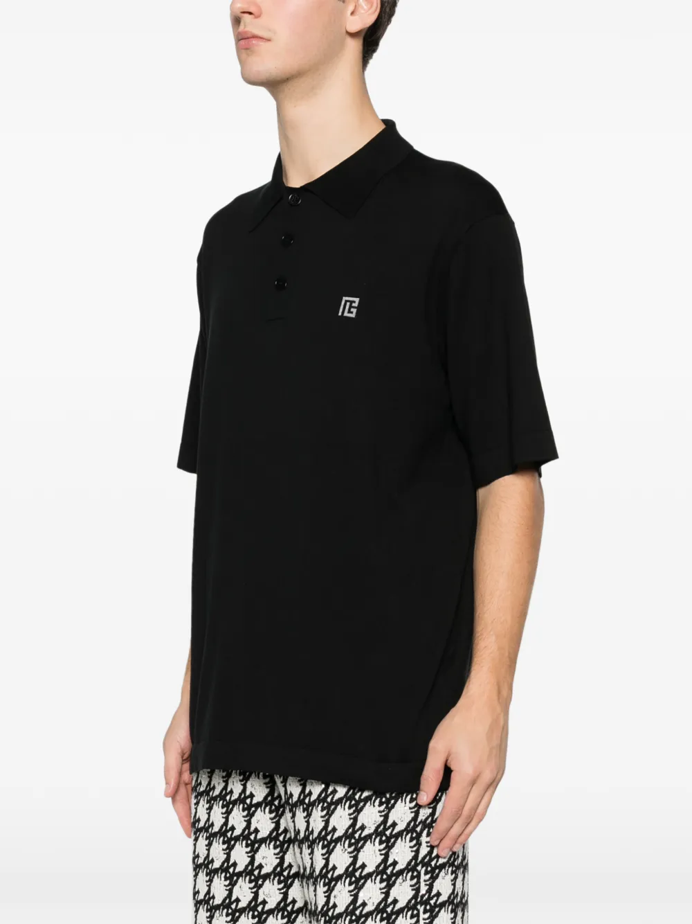 Balmain Katoenen poloshirt met borduurwerk Zwart
