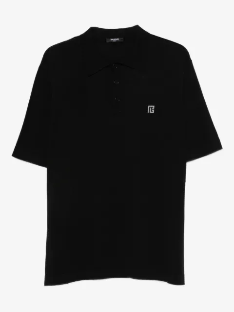 Balmain playera tipo polo de algodón con bordado