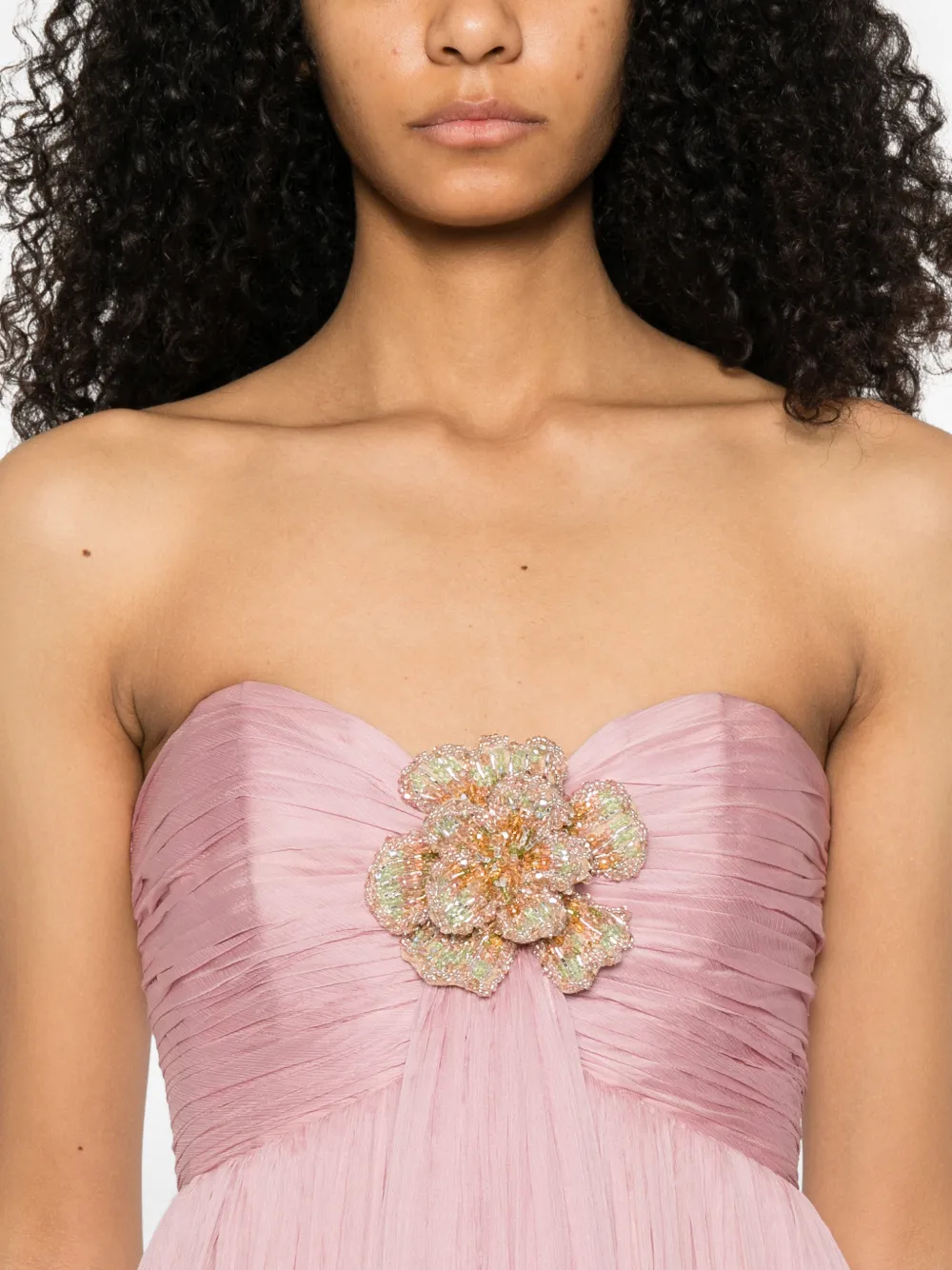 M.Marquise Ines maxi-jurk met bloem-applicatie Roze