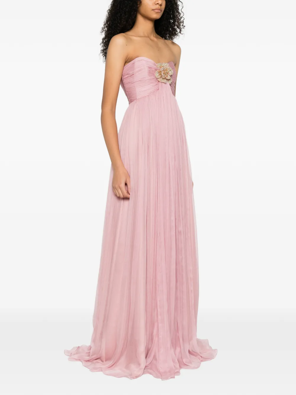 M.Marquise Ines maxi-jurk met bloem-applicatie Roze