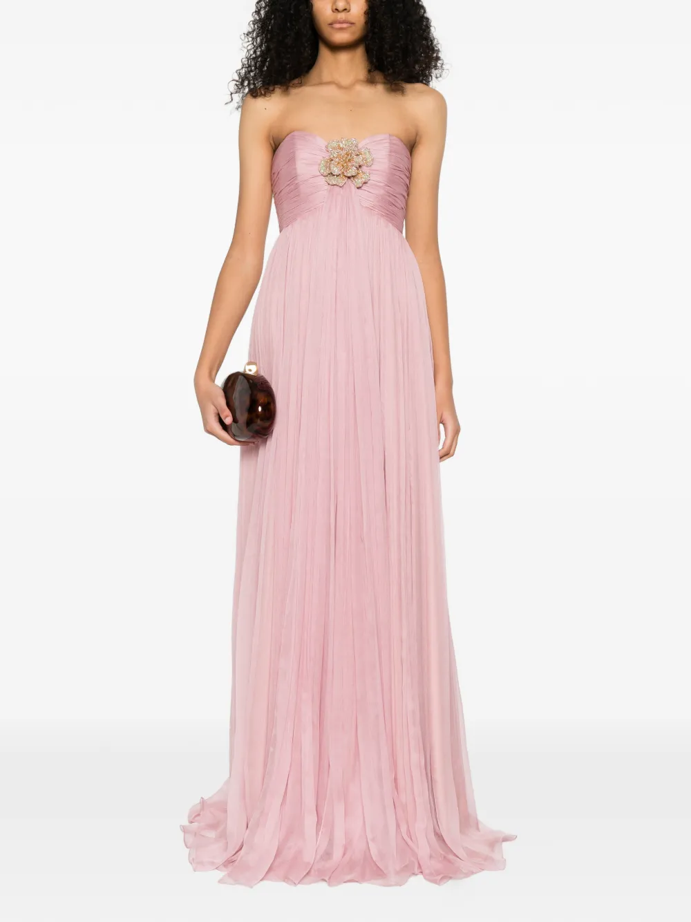 M.Marquise Ines floral-appliqué maxi dress - Roze