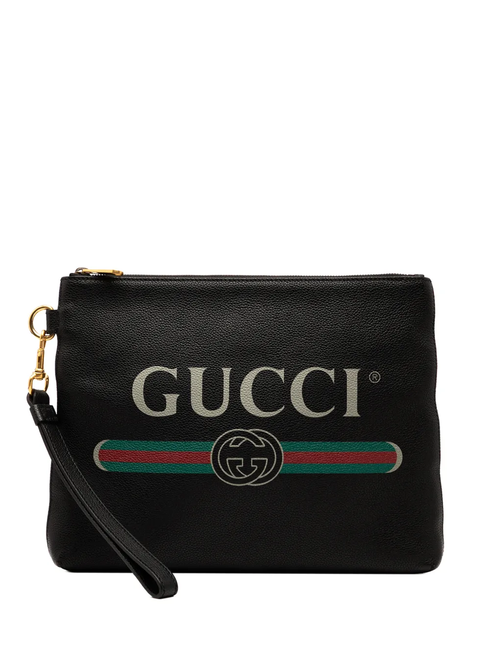 Gucci Pre-Owned 2000-2015 Leather Logo clutch bag - Nero