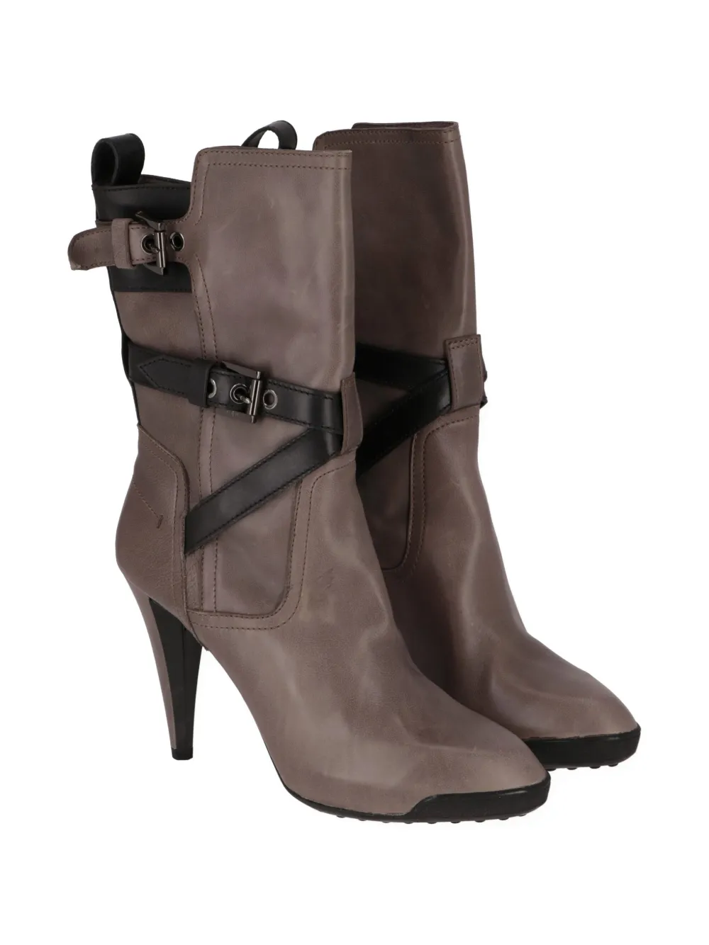 Tod's buckle-strap leather ankle boots Grijs