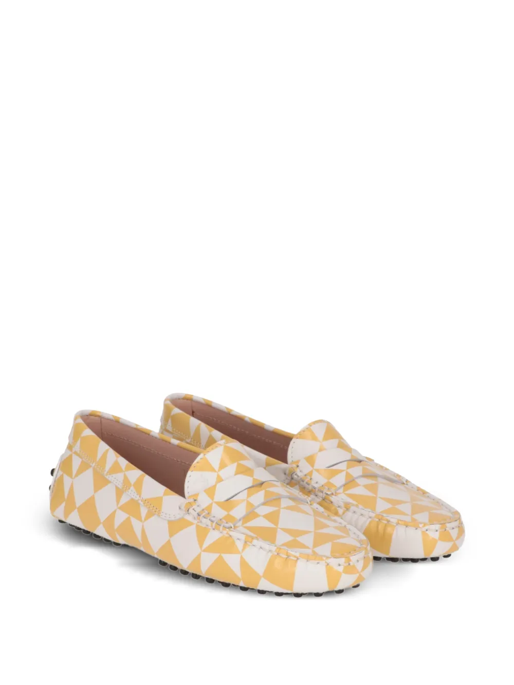 Tod's Gommino geometric-print loafers Geel