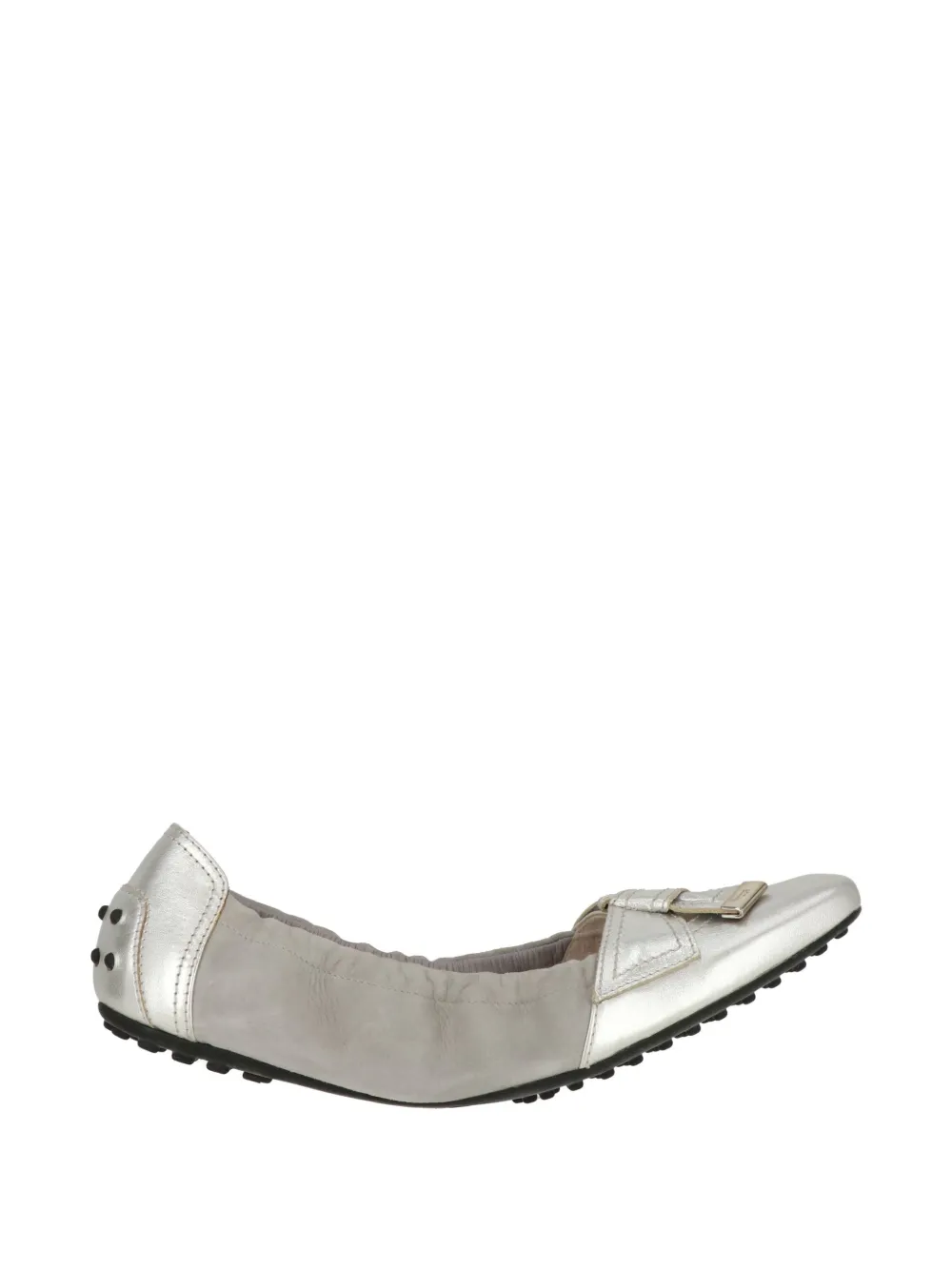 Tod's Kids Gommino metallic-leather ballet flats - Argento