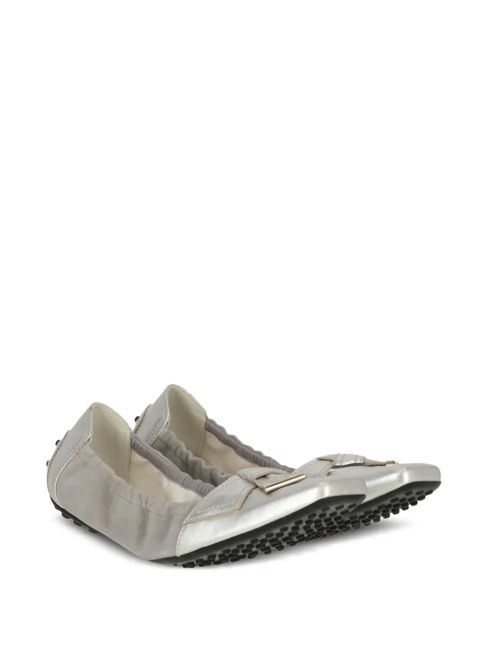 Tod's Kids Gommino metallic-leather ballet flats Zilver
