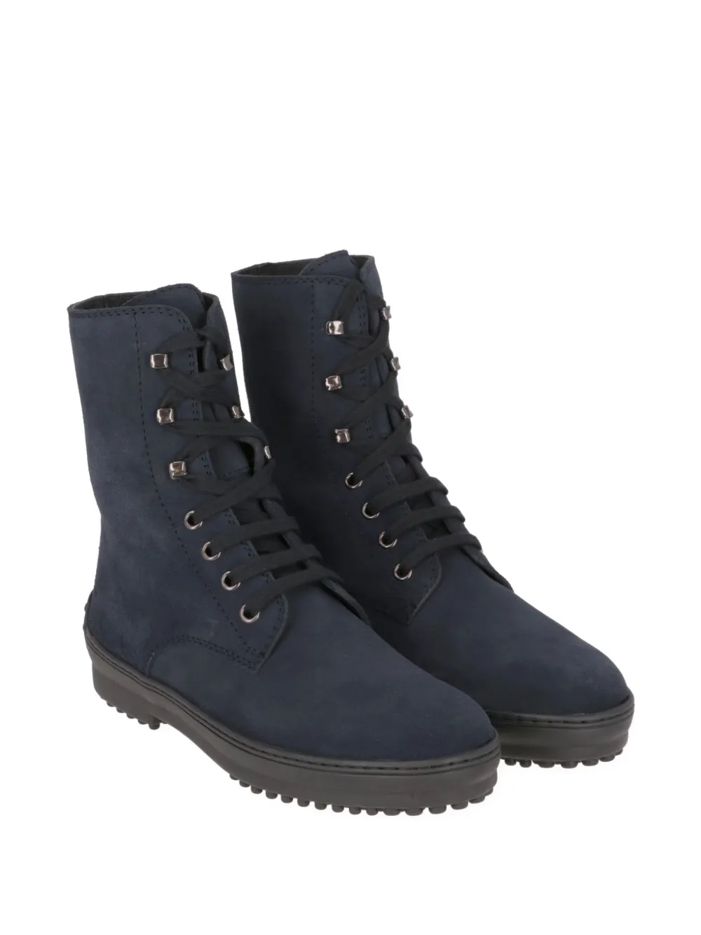 Tod's suede lace-up combat boots Blauw
