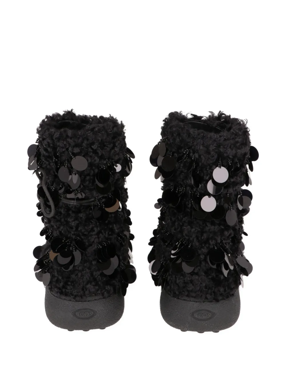 Tod's sequin-embellished shearling-effect boots Zwart