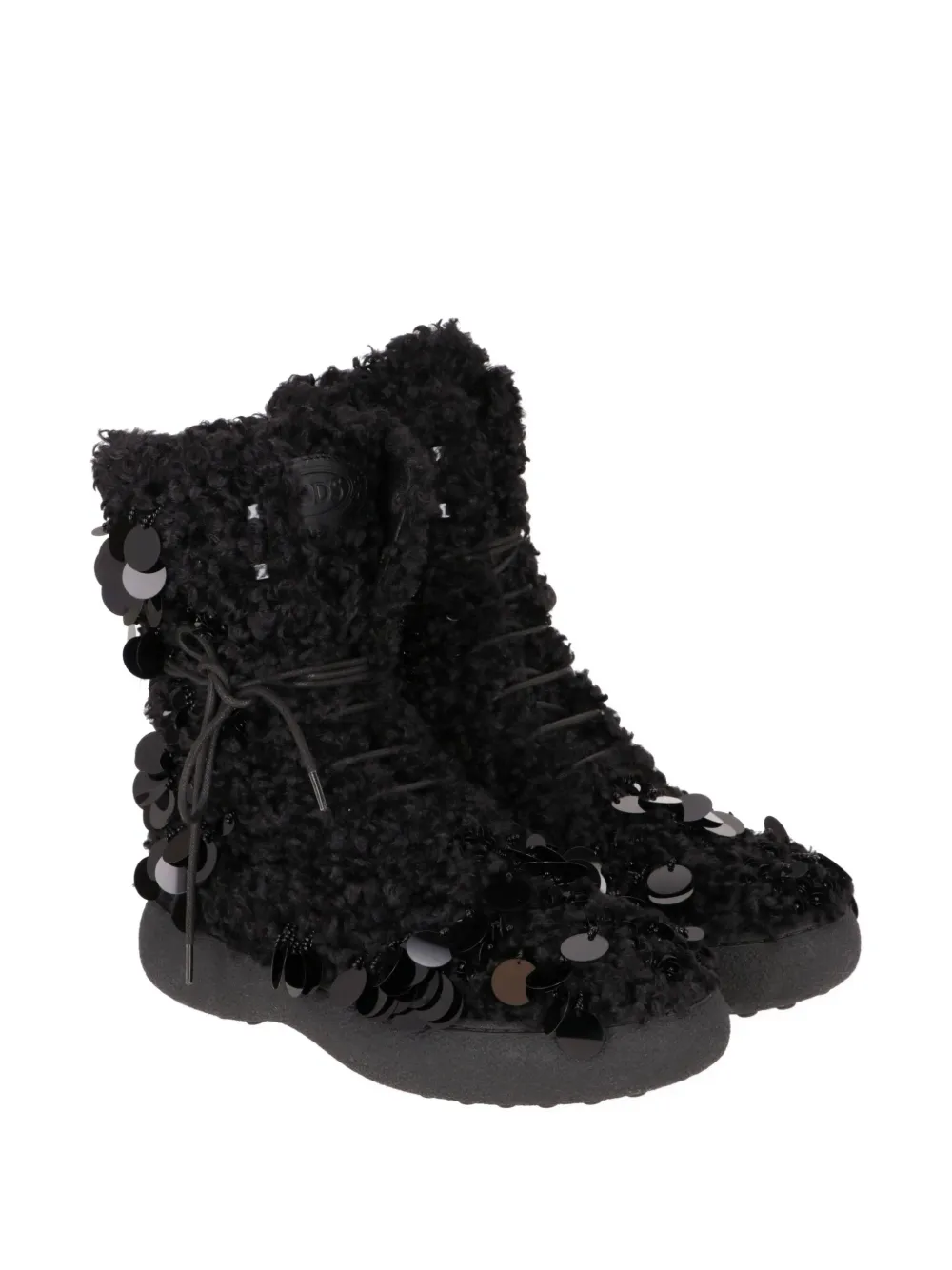 Tod's sequin-embellished shearling-effect boots Zwart