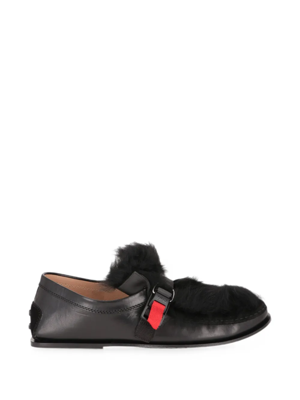 Tod's faux fur-trim loafers - Schwarz