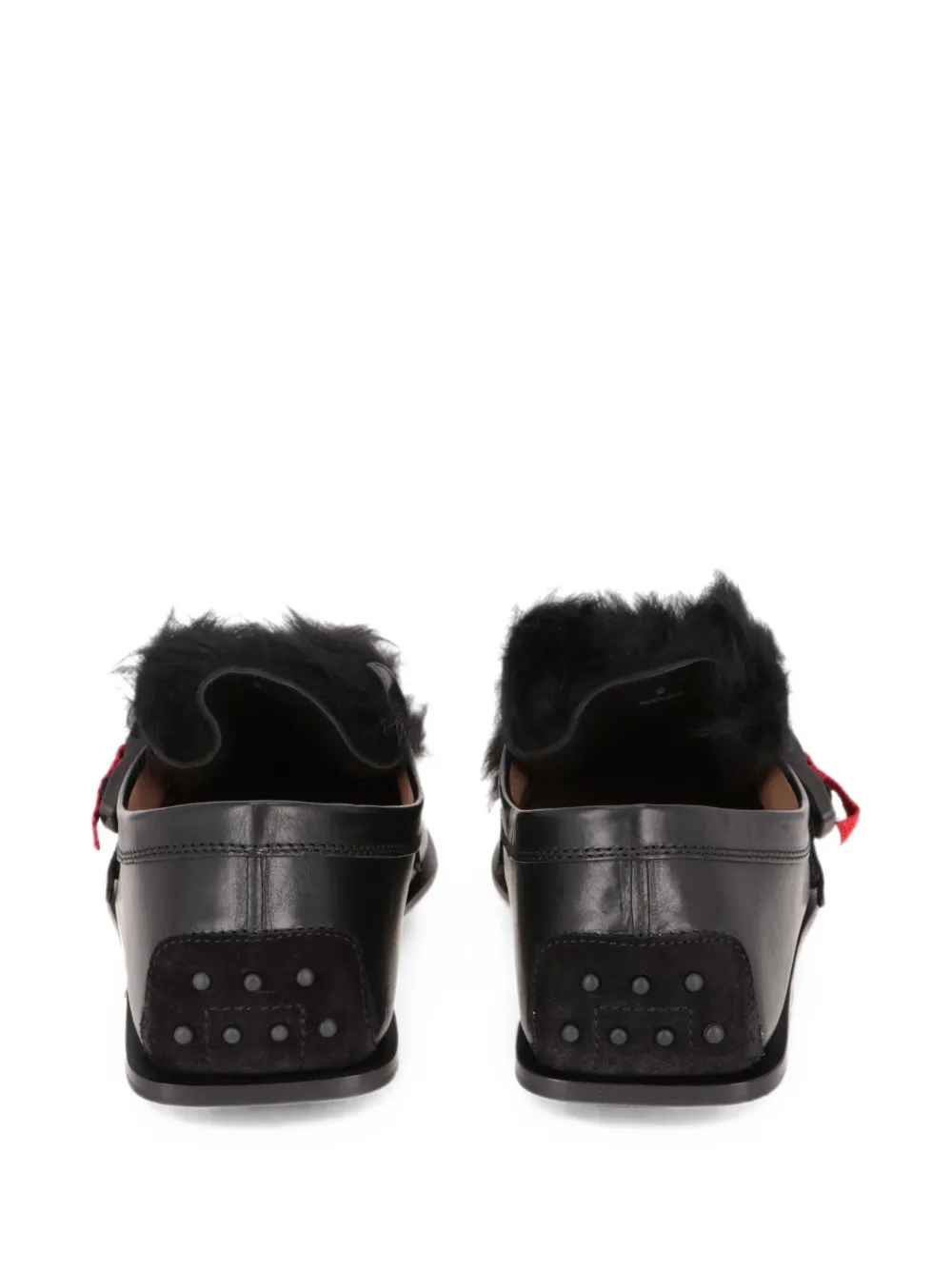 Tod's faux fur-trim loafers Zwart