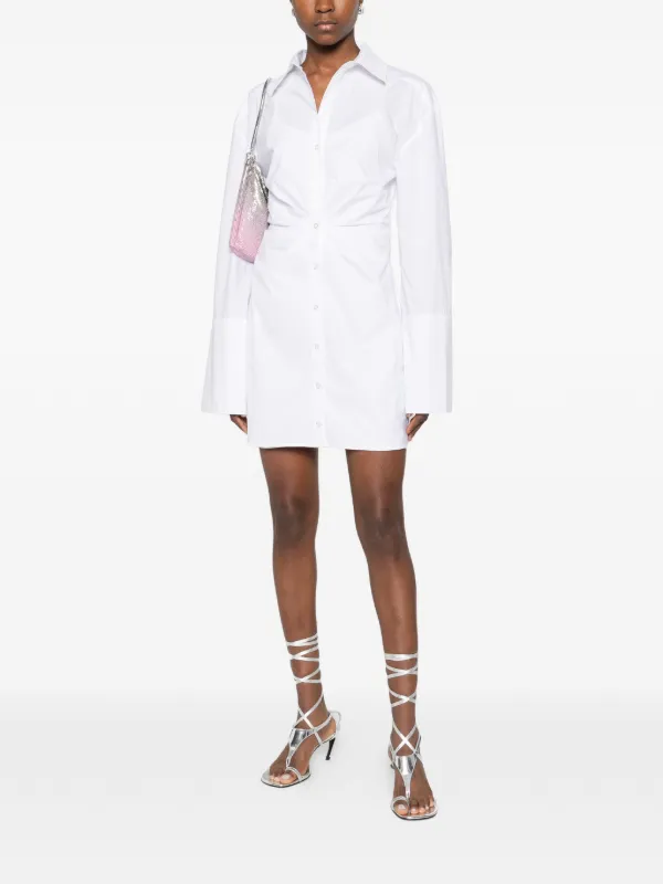 knotted shirt dress Long Sleeve Knot Detail Shirt Dress Ivory