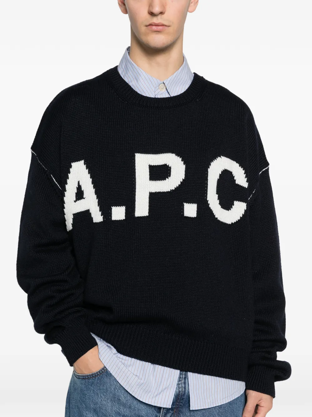 A.P.C. Trui met logo Blauw
