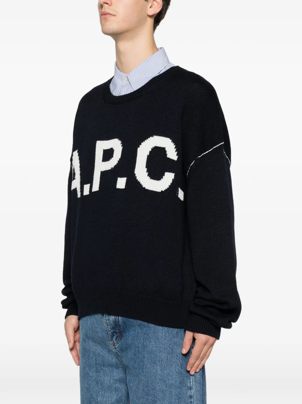  A.p.c. Logo-lettering Sweater - Blue 