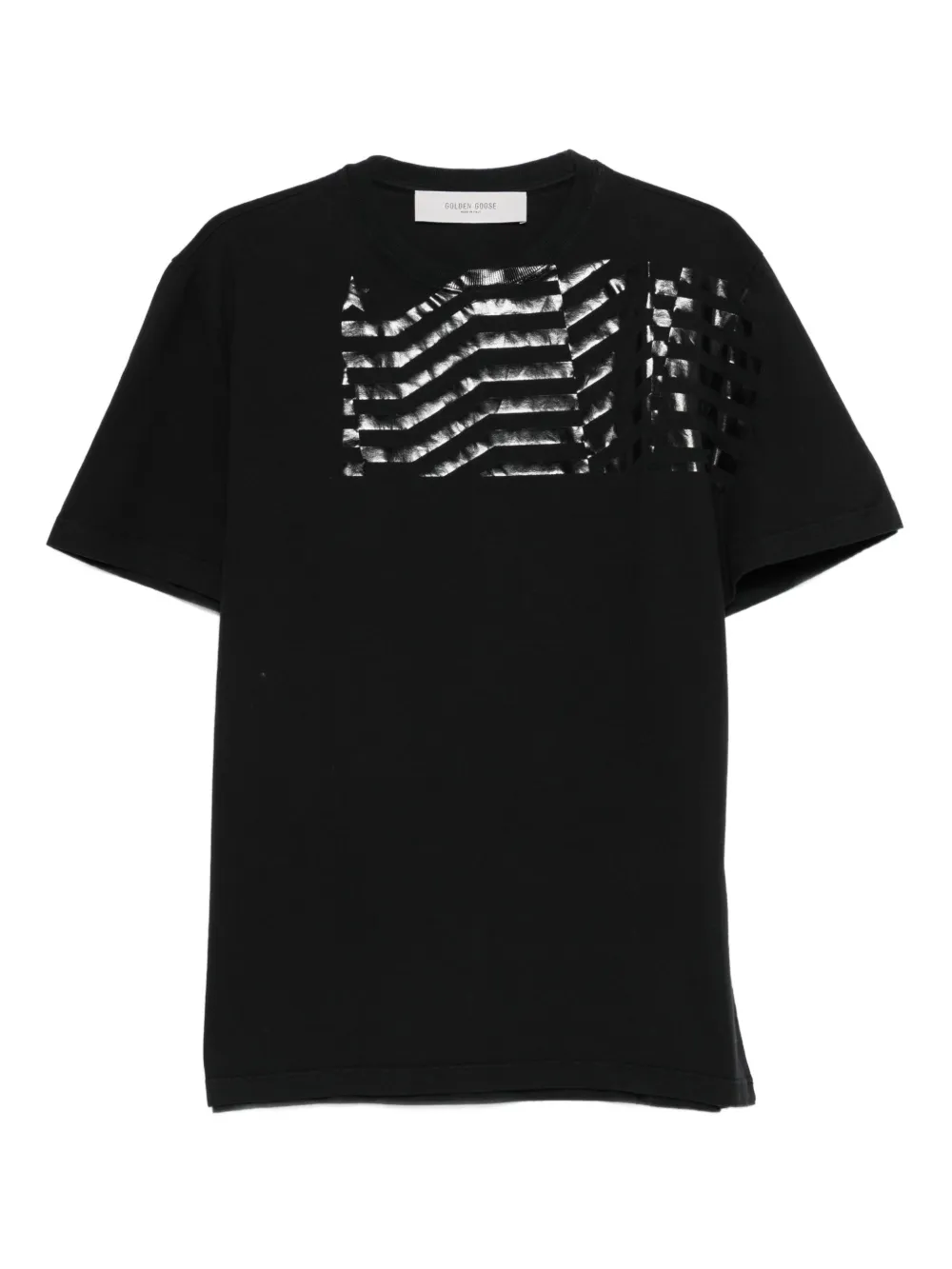 Golden Goose Flag-print T-shirt In Black