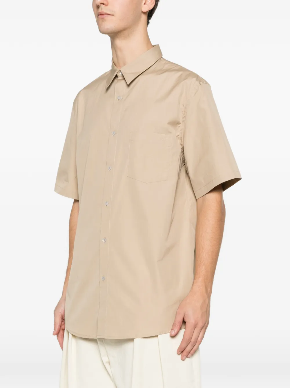 A.P.C. Overhemd met korte mouwen en zak Beige