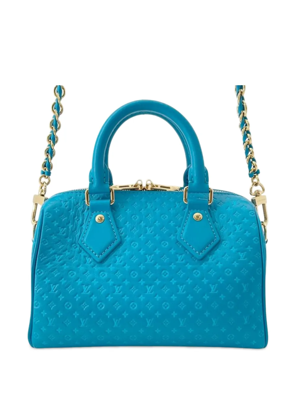 Louis Vuitton Pre-Owned Borsa a tracolla Nanogram Speedy Bandouliere 20 in pelle di vitello goffrata 2021-2025 - Blu