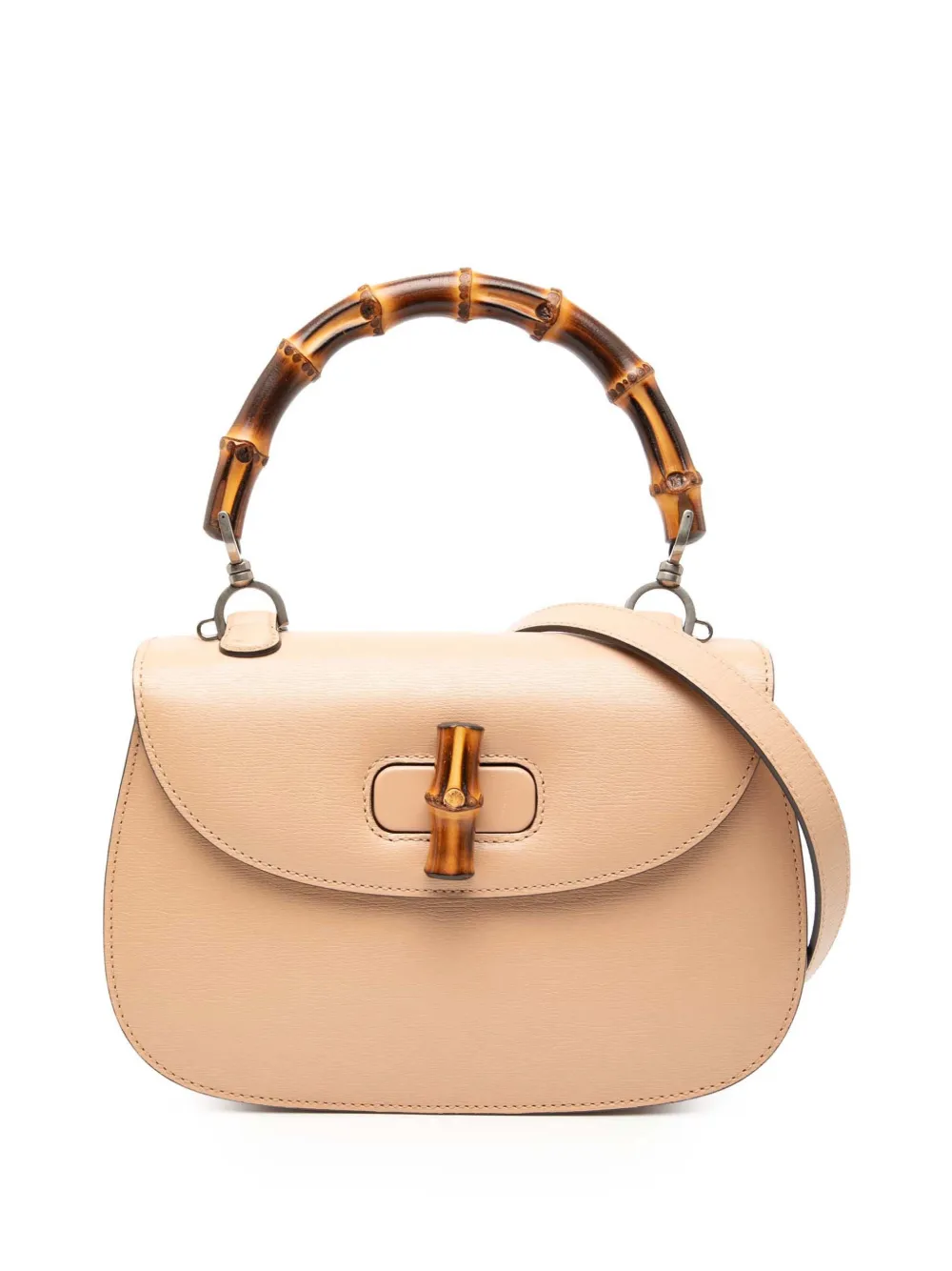 Pre-owned Gucci 2000-2015 Calfskin Bamboo Night Satchel In Brown