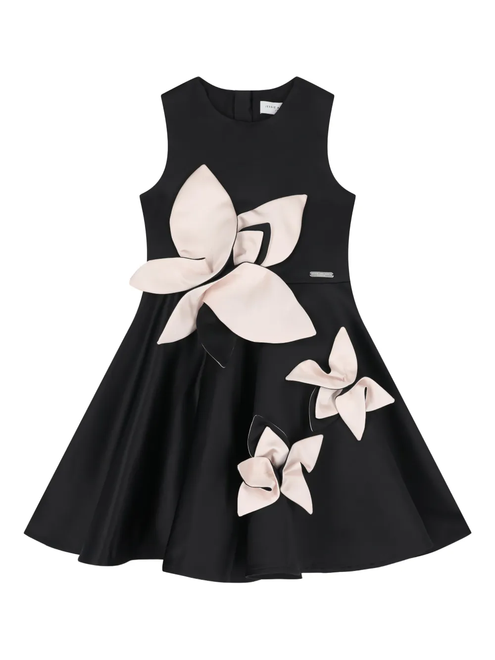 JESSIE AND JAMES KIDS floral-applique sleeveless dress - Nero