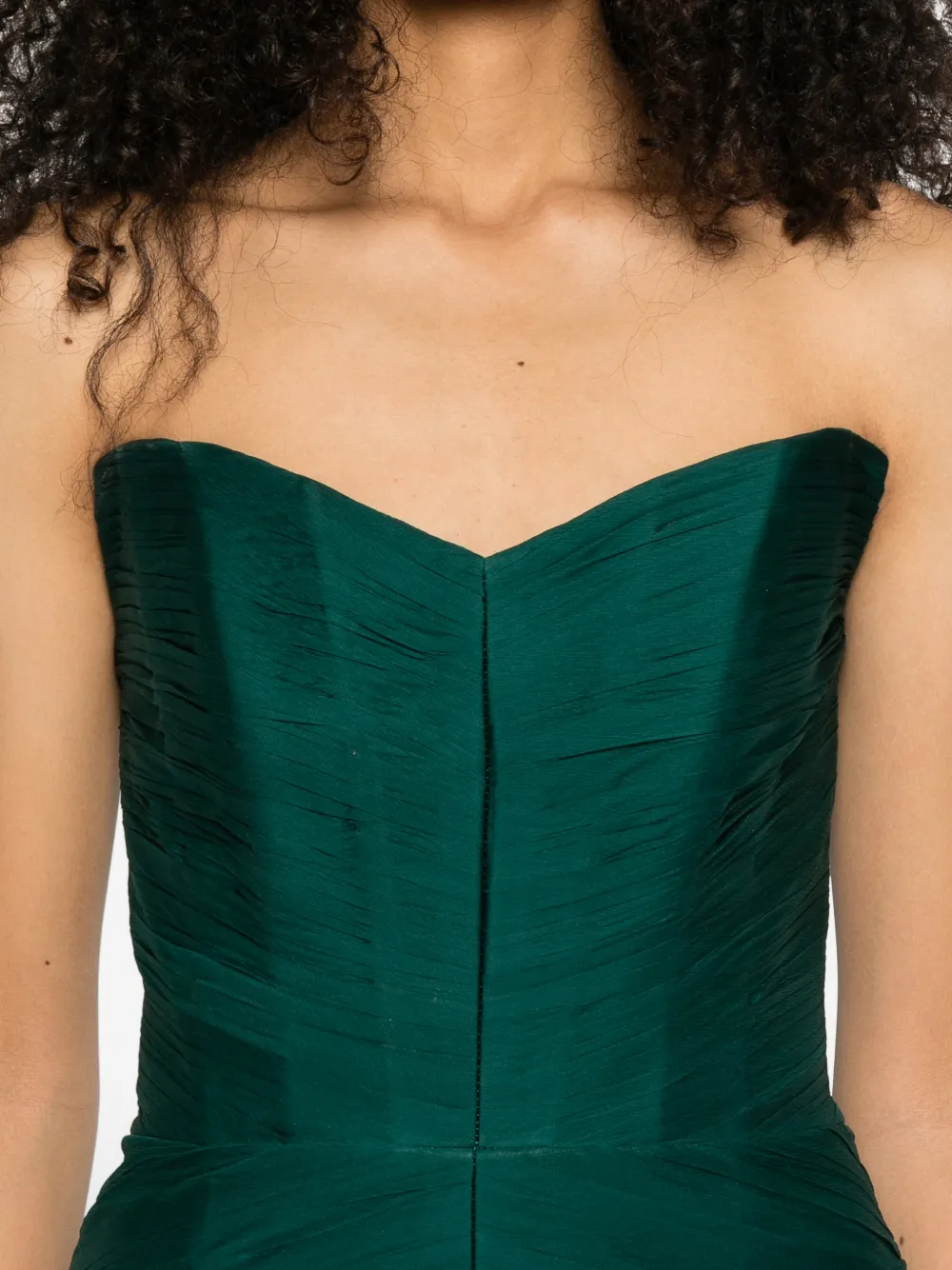 M.Marquise Andrea strapless maxi-jurk met ruches Groen