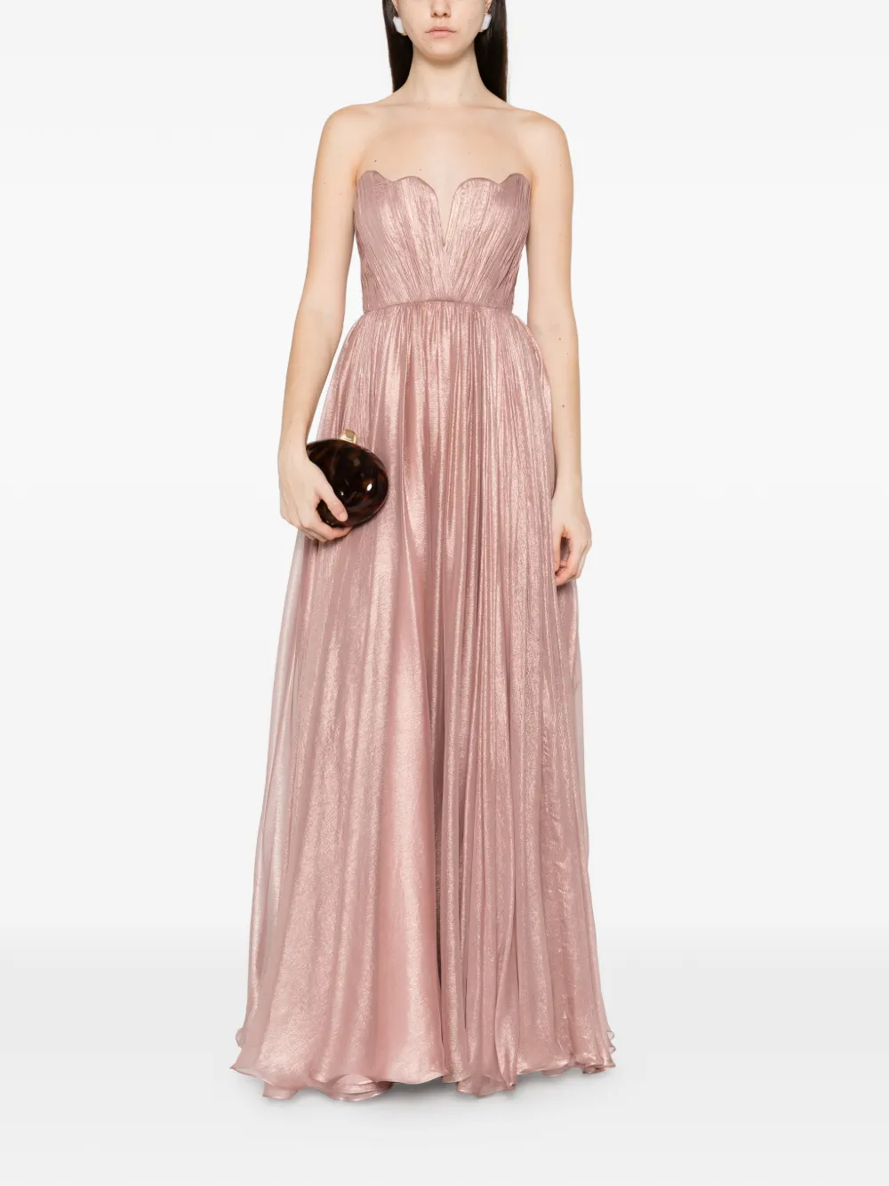 M.Marquise Camelia strapless pleated maxi dress - Roze