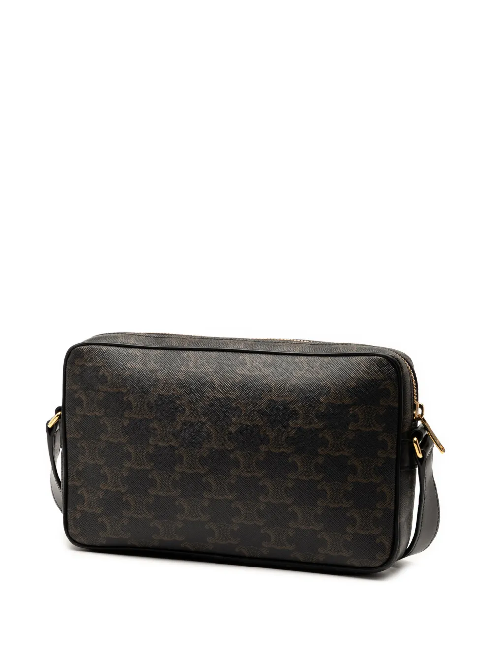  Celine Pre-owned 2023 Medium Triomphe Coated Canvas Logo Crossbody Bag - Brown 