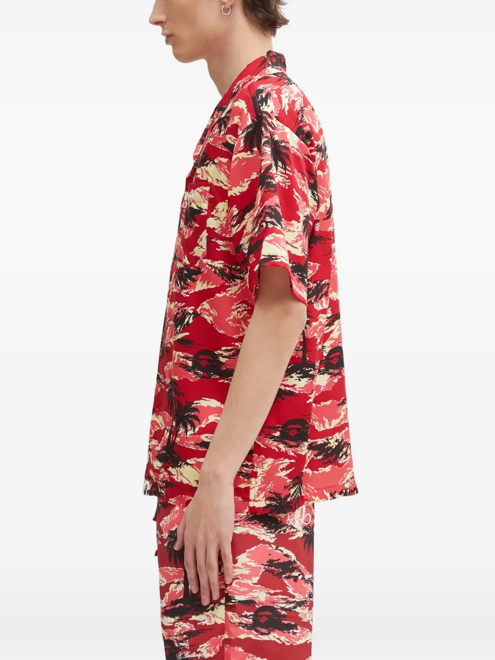 A BATHING APE Overhemd met palmprint en zak Rood