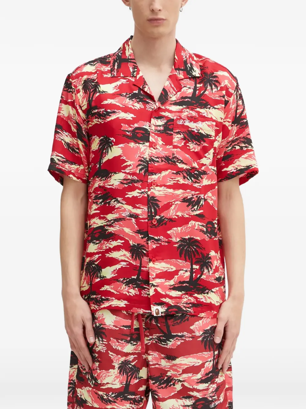 A BATHING APE® palm-print pocket shirt - Rosso