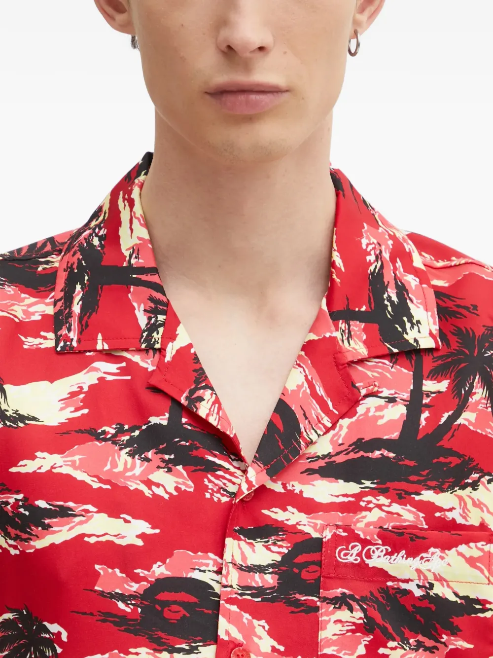 A BATHING APE Overhemd met palmprint en zak Rood