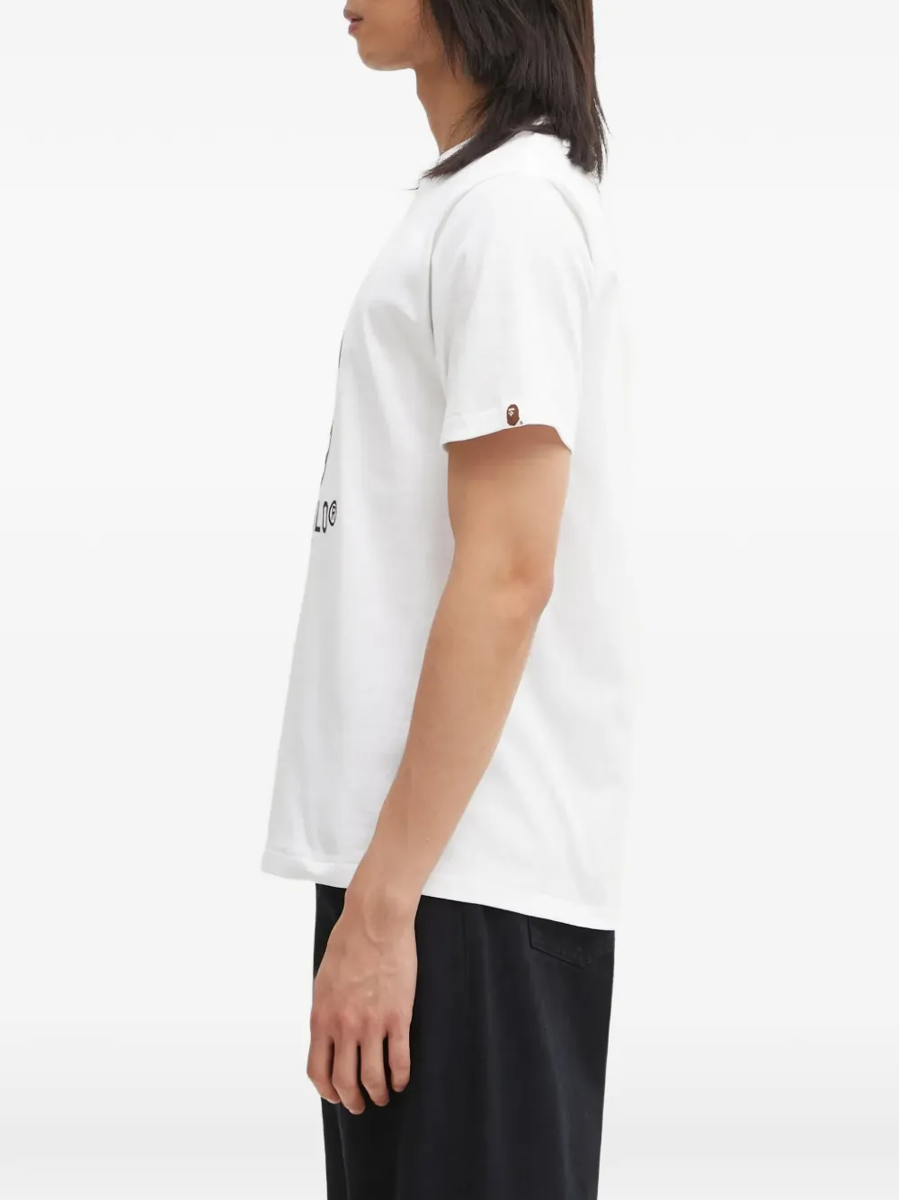 A BATHING APE College Baby Milo T-shirt met print en monogram Wit