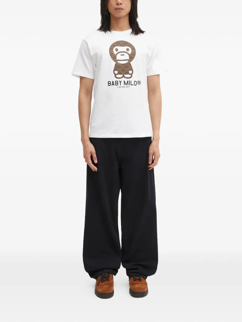 A BATHING APE College Monogram Baby Milo graphic-print T-shirt - Wit