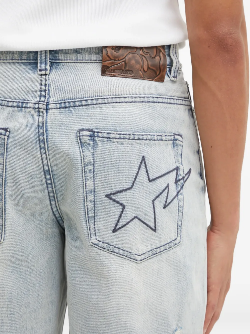 A BATHING APE Destroyed Sta shorts Blauw