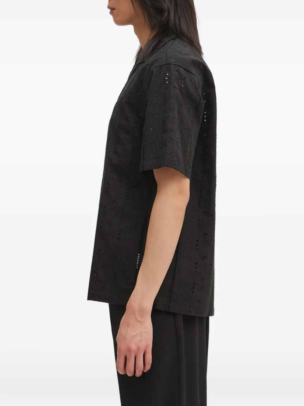 A BATHING APE Overhemd met broderie anglaise Zwart
