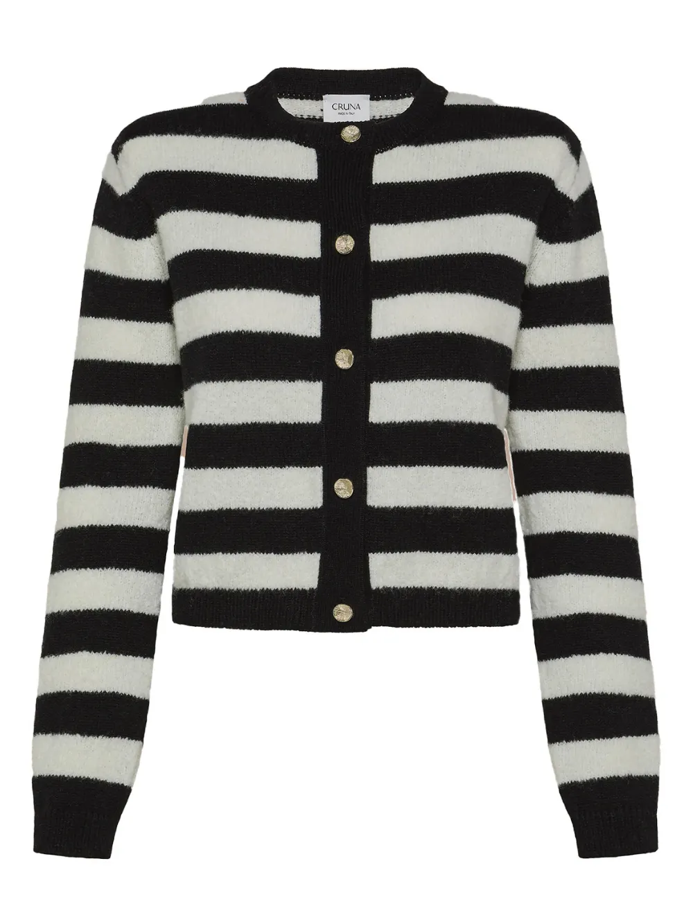 Cruna Sira Striped Buttoned Cardigan In Black