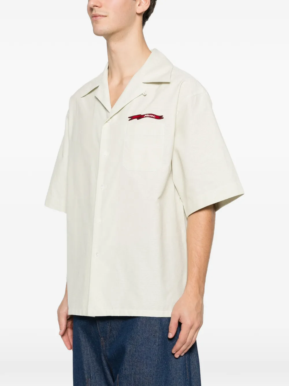  Marni Logo-embroidered Chest-pocket Shirt - Neutrals 