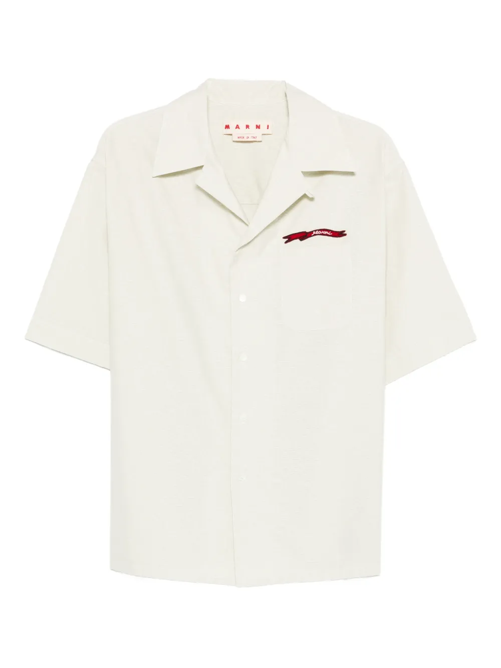 Marni logo-embroidered chest-pocket shirt - Toni neutri