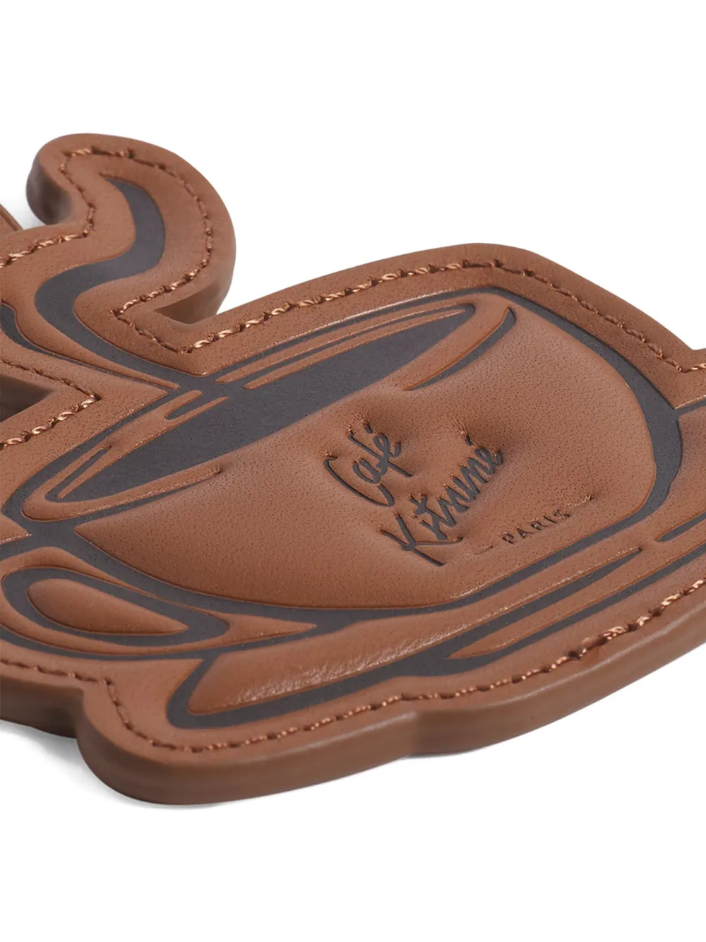 Café Kitsuné Leather Keyring In Brown