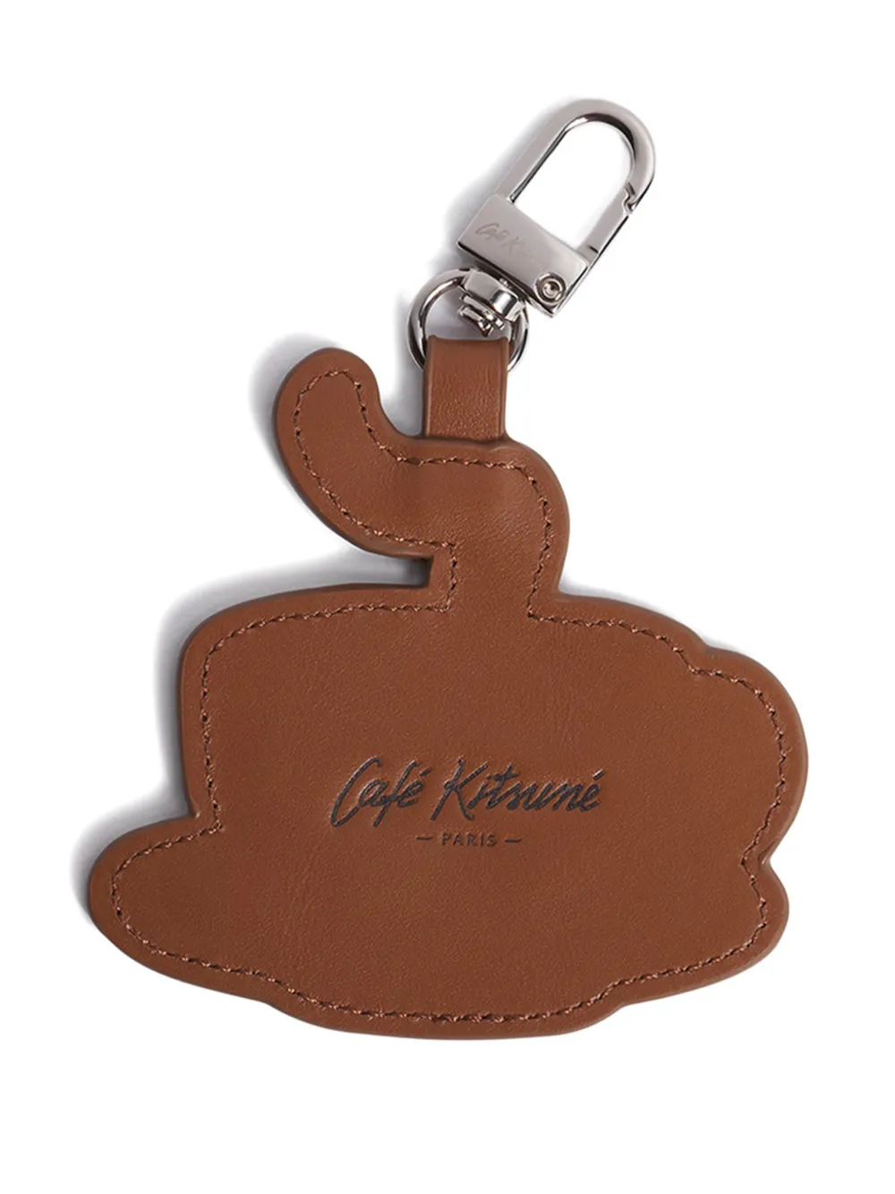Café Kitsuné Leather Keyring In Brown