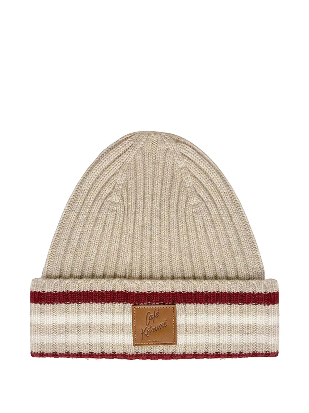 CAFÉ KITSUNÉ logo-patch beanie hat | Neutrals | Image 1