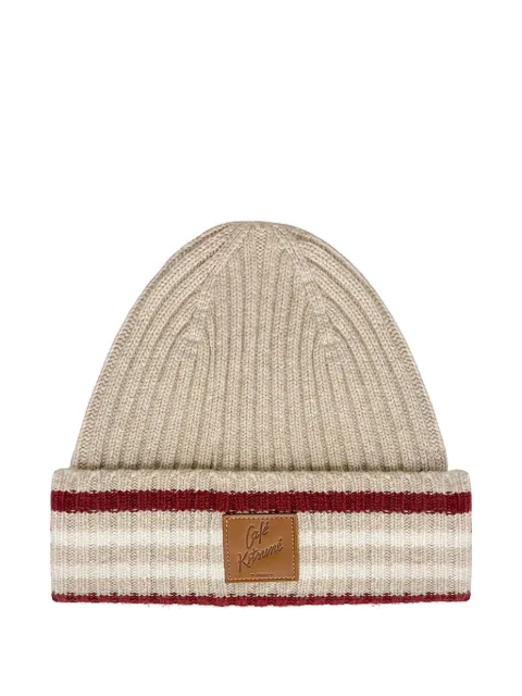 CAFÉ KITSUNÉ logo-patch beanie hat