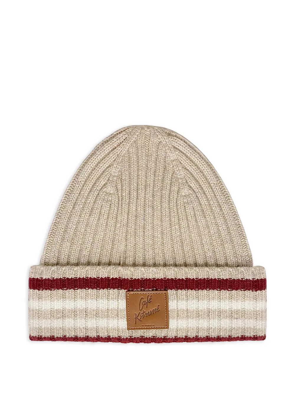 CAFÉ KITSUNÉ logo-patch beanie hat - Toni neutri